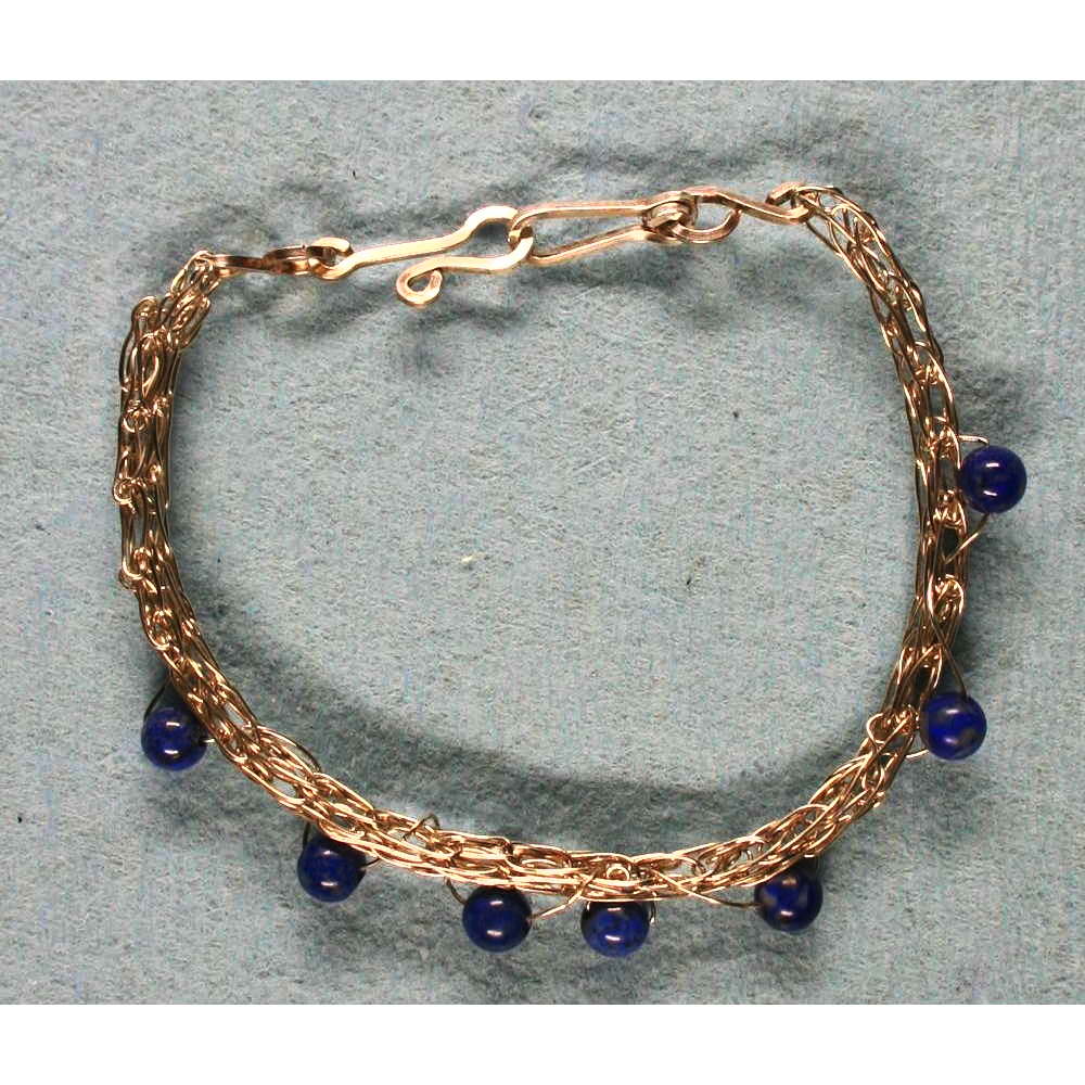 Bracelet Sterling Silver Viking Knit Laps Lazuli 001Image with link to high resolution version