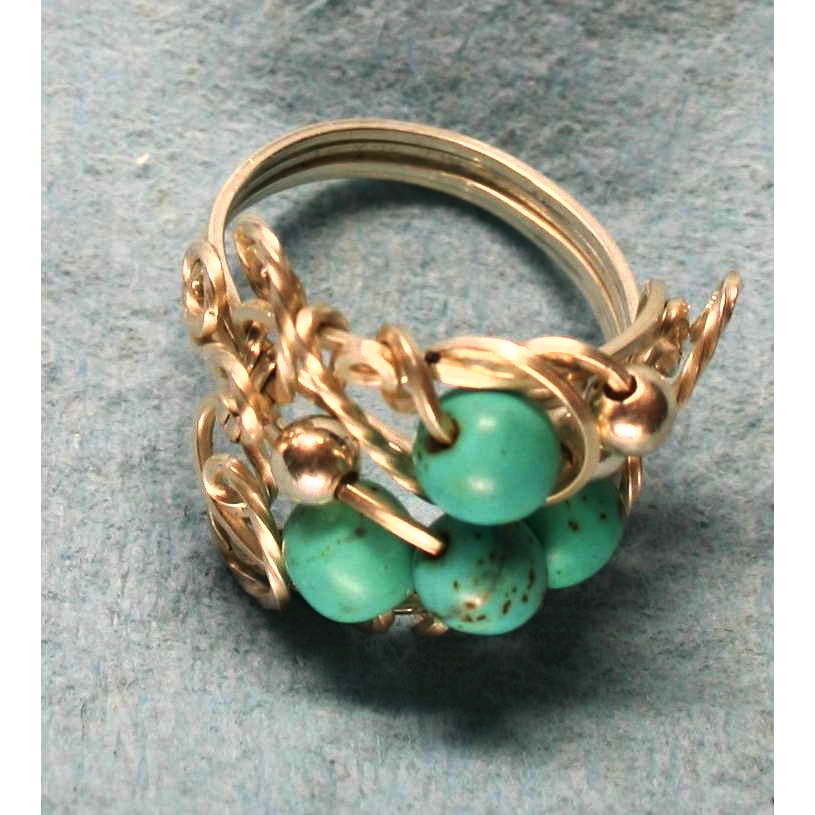 Free Form Ring Argentium Silver with Magnesite 001Image with link to high resolution version