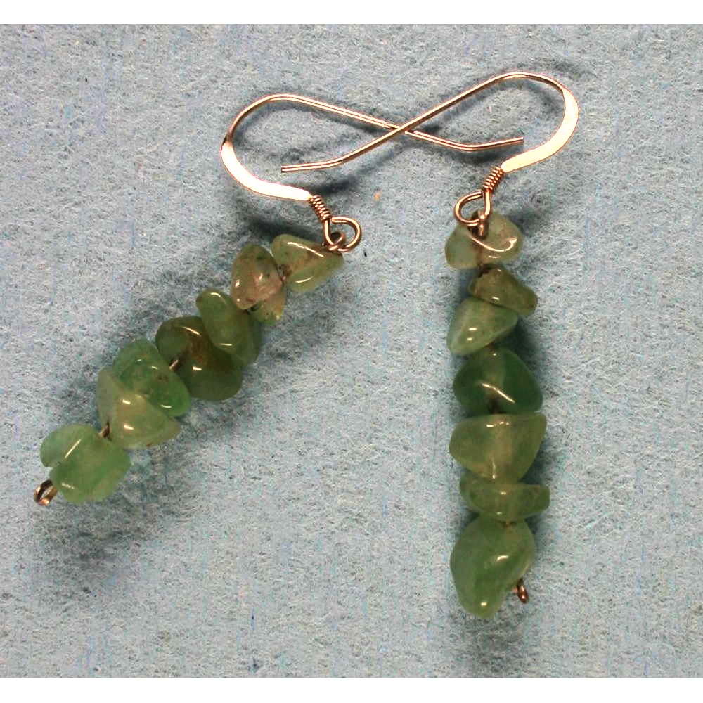 image of Freeform Drop Earrings Aventurine Silver 001