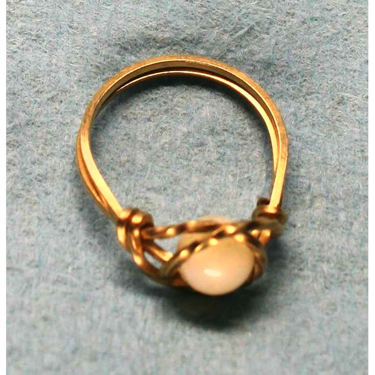 image of Large Bead Ring Rolled Gold Rose Quartz 001