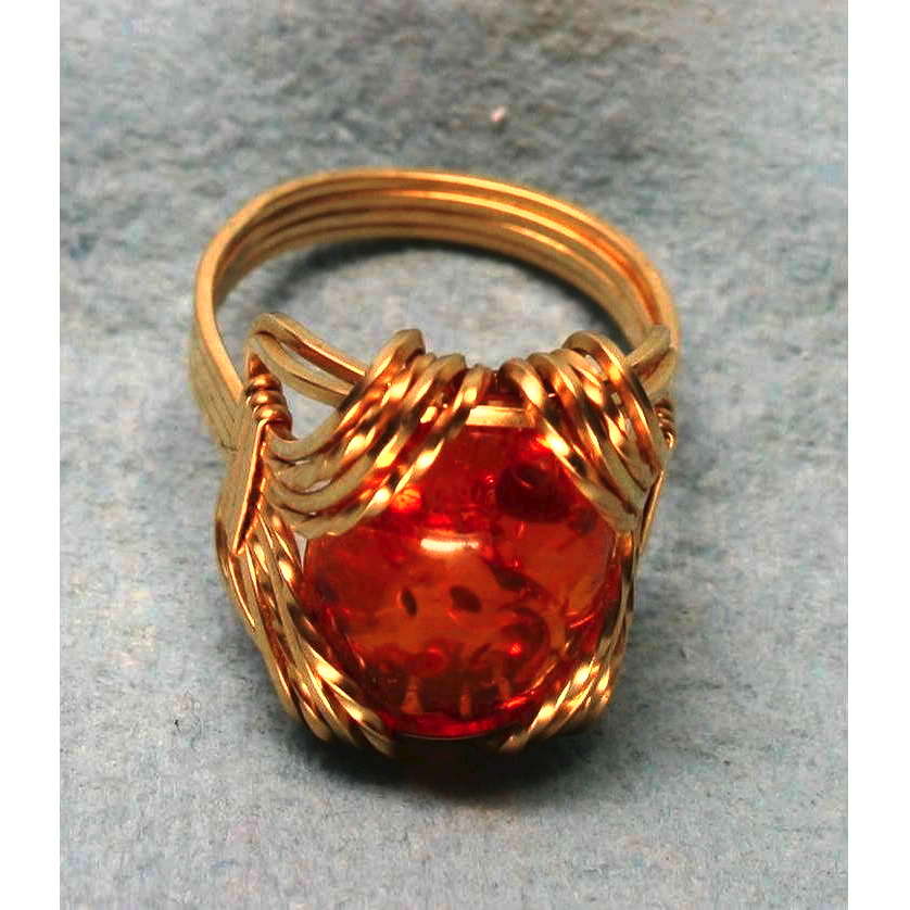 image of Mounted Stone Ring. Rolled Gold Amber 001