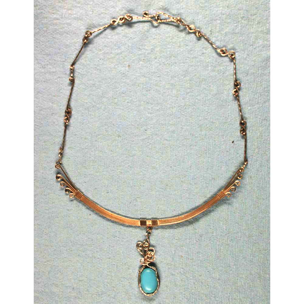 image of Necklace; Argentium Silver & Turquoise 001