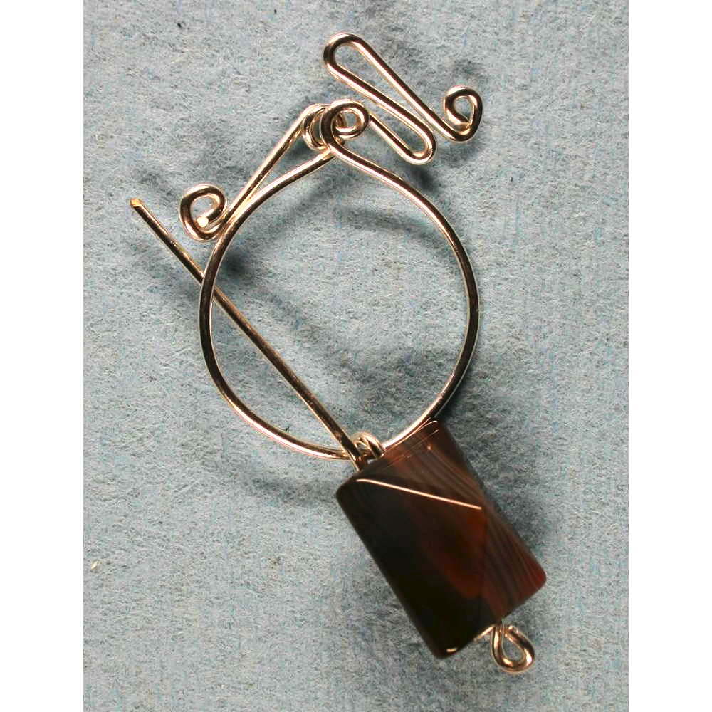 image of Penannular Brooch Rolled Silver Botswana Agate 001