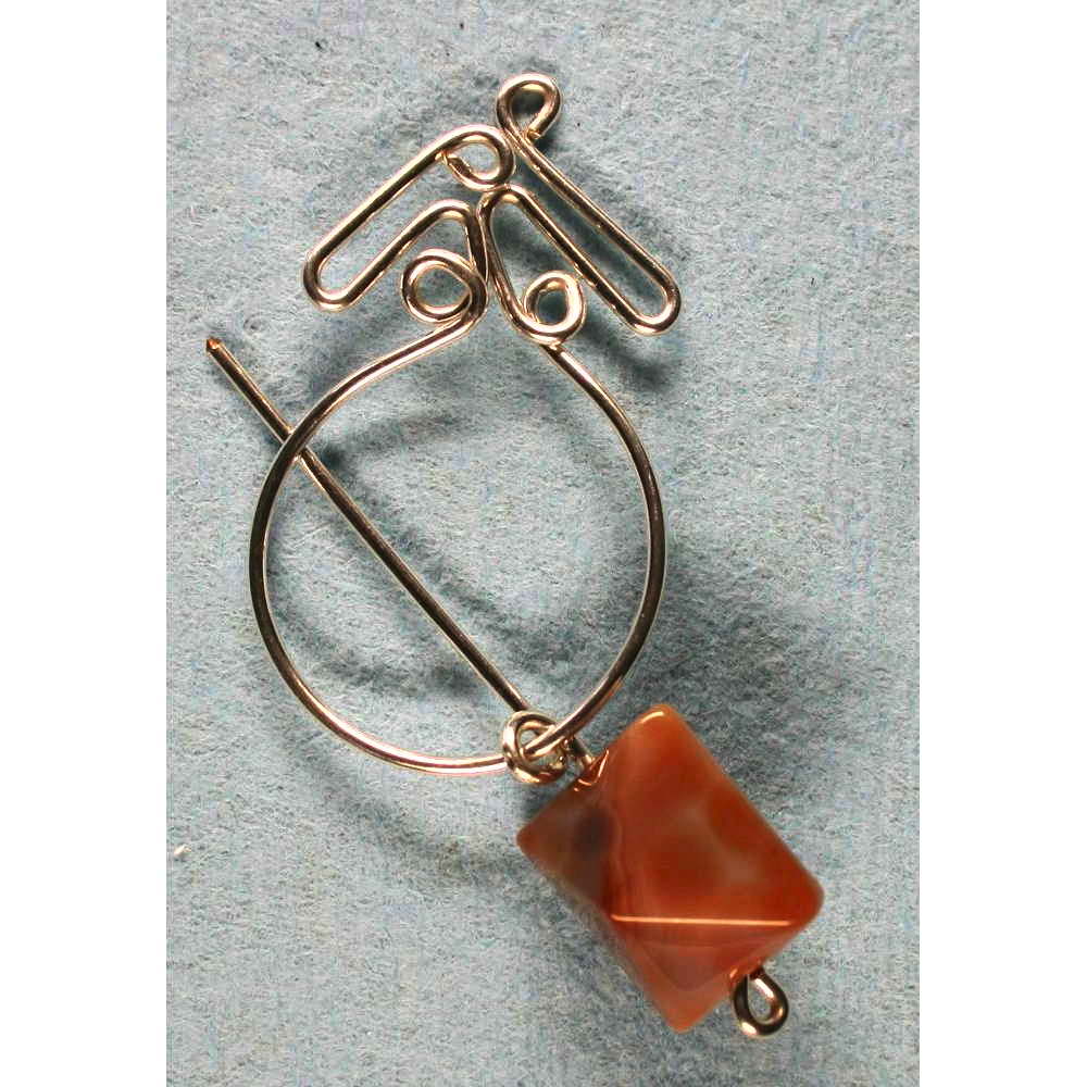 image of Penannular Brooch Rolled Silver Botswana Agate 002