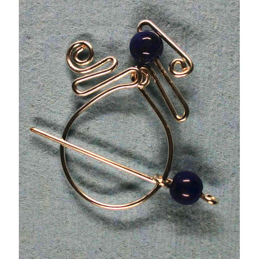 image of Penannular Brooch Rolled Silver Lapis Lazuli 001