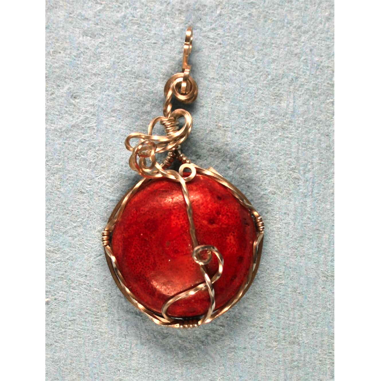 image of Pendant Red Sponge Coral Argentium Silver 001