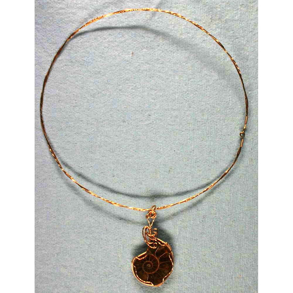 image of Rolled Gold Choker Ammonite Pendant 001