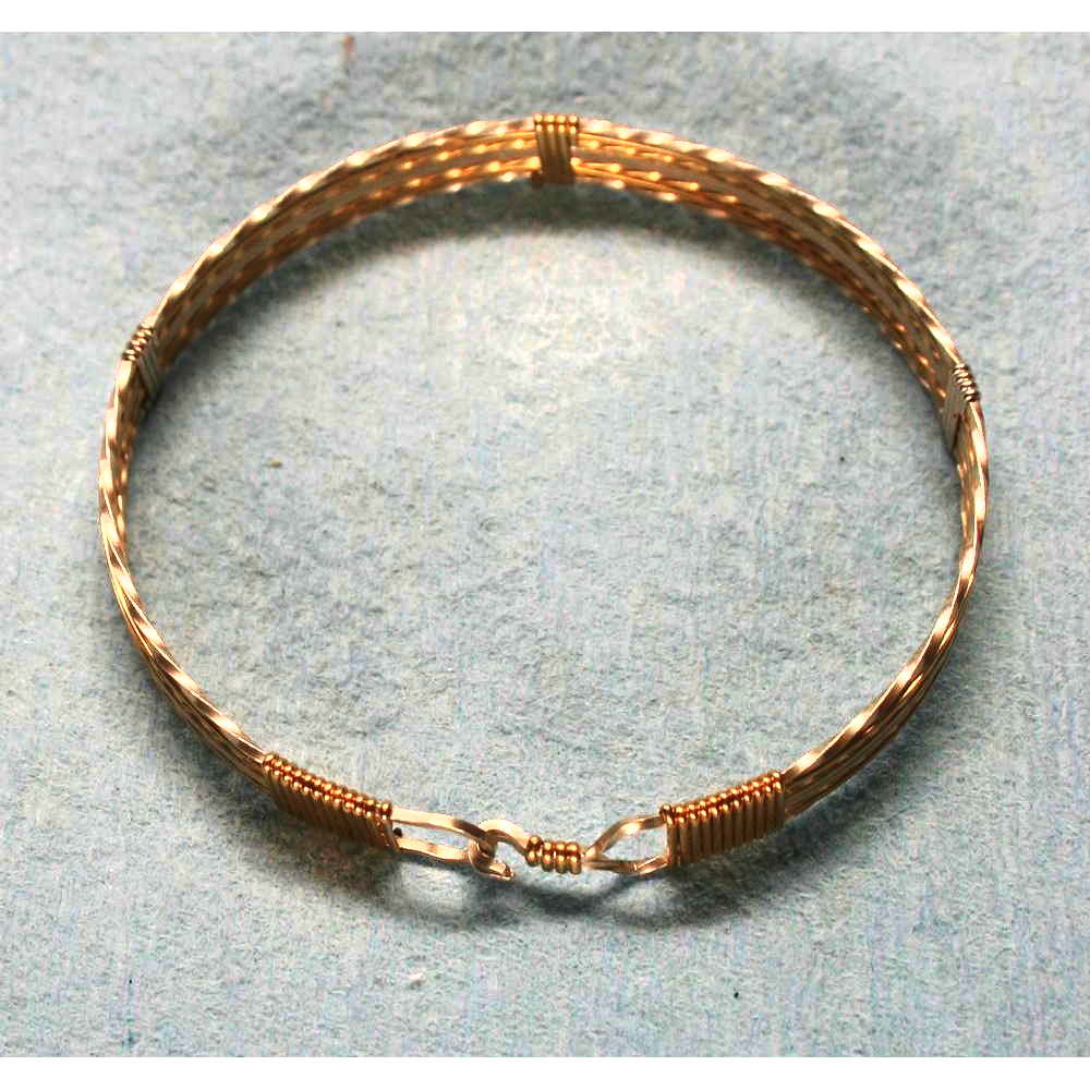 image of Six Strand Bangle Rolled Gold Argentium Silver 001